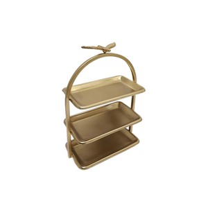 <b>3</b> <b>Tier</b> Metal Rectangle Shape Handmade Bulk <b>Cake</b> <b>Stand</b> Gold Finished for Birthday Event Party Display <b>Stand</b> Wholesale Bulk - Product Image 1