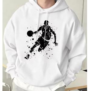 Sweat-shirt à capuche en molleton doux pour homme, imprimé basket-ball, vêtements de sport tricotés confortables, coupe ample pour l'automne/hiver - Product Image 4