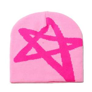 Custom Big Logo Thick Y2k <b>Men</b> Beanies No Cuff Jacquard Letter Acrylic Skull Unisex <b>Cap</b> Beanie - Product Image 1