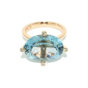 Anillo de piedra de Topacio Azul suizo, Plata de Ley 925 sólida, chapado en oro rosa, banda de compromiso de boda para mujer y niña, venta al por mayor - Product Image 1