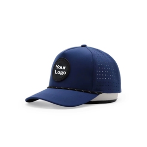 OEM Customized Waterproof Golf <b>Hat</b> 5-Panel Laser Cut Holes With Rubber Patch Logo Custom Twisted Rope <b>Caps</b> Vietnam Sportswear VN - Product Image 2