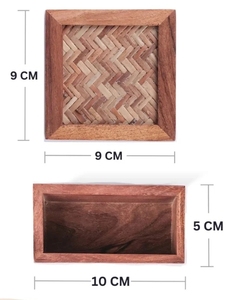 Juego de posavasos Chatai de madera hechos a mano, decoración de cuatro mesas de centro, accesorios de cocina de madera de Acacia decorativos - Product Image 6