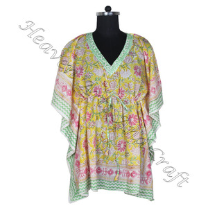 Nouveauté 2024 indien main bloc imprimé caftan Robe KFCS099 Robe d'été Kimono vacances coupe ample Robe vêtements pour femmes - Product Image 2