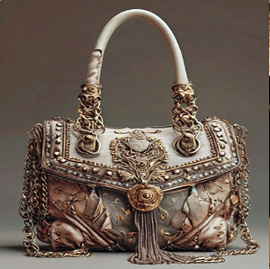 Royal blue <b>velvet</b> <b>bag</b> with gold embroidery and gemstones. Available at wholesale prices. - Product Image 3