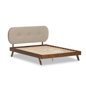 Lit en bois massif et tissu ensemble en bois meubles de chambre prix de gros bonne fabrication pour hôtel chambre villa appartement - Product Image 1