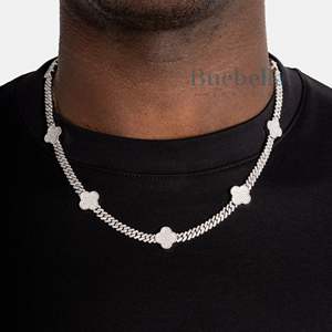 Collar de cadena de eslabones cubanos de 2 filas ostentoso de 8MM para hombre, estilo Hip Hop, joyería fina de moissanita de plata S925 - Product Image 1