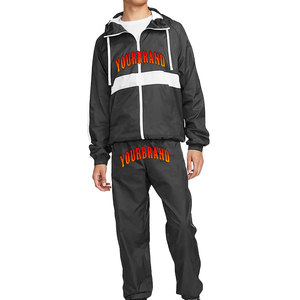 ชุดวอร์มผ้าไนลอนของผู้ชายชุดวอร์ม2ชิ้นกันน้ำชุดวอร์มเสื้อกันลมชุดผ้าต่อสีออกแบบได้ตามต้องการ - Product Image 4