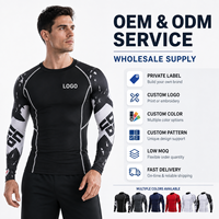 Rashguard personnalisé pour homme, 4 pièces/ensemble, Spandex/Polyester, manches longues, séchage rapide, vêtements de sport