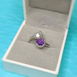 Bagues galvanisées en perles d'améthyste brutes naturelles Pierres précieuses brutes d'améthyste originales Bagues plaquées or Bijoux Bague minimaliste - Product Image 5