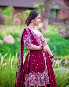 Nuevo Lehenga Choli de Diseñador en Estilo Moderno, Pesado, para Bodas, Color Personalizado, Lavable a Máquina, Seda Chinon con Relieve, para Todas las Temporadas - Product Image 6