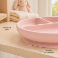 Assiette à ventouse en silicone personnalisée avec base à forte adhérence pour bébés et enfants, développement OEM/ODM sur mesure