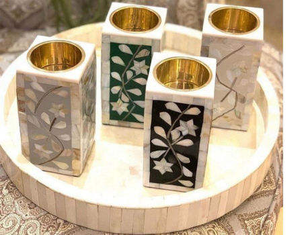 Quemador de Incienso Bakhoor con Incrustaciones de Hueso, Regalos Especiales para Ramadán y Eid, Quemador Mubkhar de la India por Saniya Handicraft - Product Image 5