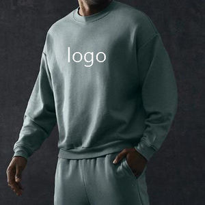 Nuevo estilo, sudadera de invierno para hombre con cuello redondo, 100% de algodón, manga larga, puños acanalados, personalizado, de gran tamaño, bordado, Color sólido - Product Image 5