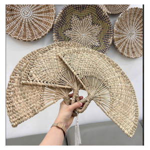 Natural Seagrass Decorative Fan Eco-Friendly Handmade Crafts in Bulk - Product Image 1