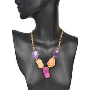 Venta al por mayor Natural hecho a mano de aleación de Metal y Druzy COLLAR COLGANTE de piedras preciosas encanto colgante para collar de mujer - Product Image 5