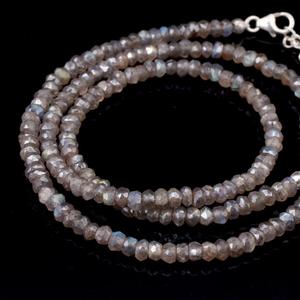 Étincelant à facettes Rondelle naturel bleu feu Labradorite pierres précieuses collier de perles personnalisé bijoux fins cadeau - Product Image 5