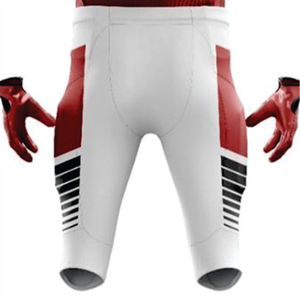 Personalizado blanco carmesí 100% poliéster sublimado uniforme de fútbol americano para los hombres transpirable aparejos sarga equipo delantero corto - Product Image 4