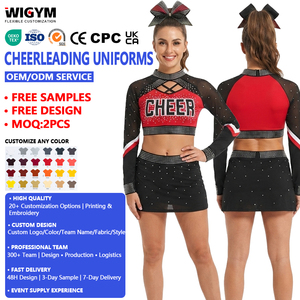 Uniformes de Porristas Personalizados de Poliéster con Impresión en Degradado, Uniforme de Equipo de Secado Rápido para Eventos Deportivos, Proveedor OEM - Product Image 1