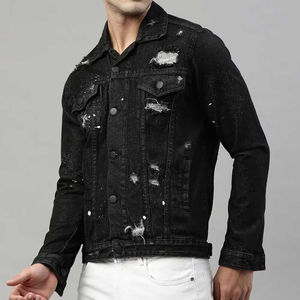 Chaqueta estilo Hip Hop de algodón para hombre, pantalones vaqueros desgastados con cuello vuelto, estilo callejero de moda para invierno - Product Image 3