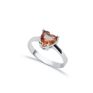 แหวนหินซัลทาไนท์รูปหัวใจ7x7มม. เครื่องประดับเงินสเตอร์ลิงทำด้วยมือสไตล์ตุรกีขายส่ง925 - Product Image 1