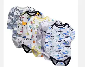 批发定制新生儿婴儿服装100% 天然有机棉婴儿连衫裤