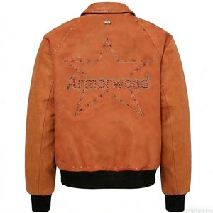 ओम पूर्ण अनाज चमड़े की बाइकर जैकेट कस्टम गैंडा पुरुषों के लिए जिपर बंद कायदे मोटरसाइकिल बाहर - Product Image 2