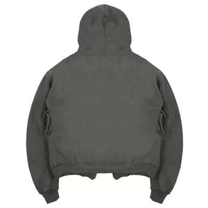 Veste à capuche vintage pour homme, personnalisée, en coton lourd tricoté, bord brut, lavage délavé, poche cargo, sweats à capuche de qualité supérieure - Product Image 4