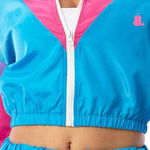 Nueva moda personalizada para mujer 100% algodón Color Block Zip Up chándal conjunto transpirable invierno Streetwear chándal logotipo frontal - Product Image 4