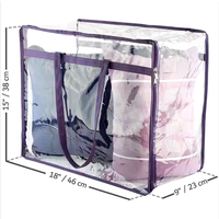 Sacs de rangement transparents durables, organisateur de couvertures transparentes, sacs à vêtements, conteneurs à vêtements de grande capacité avec poignées renforcées
