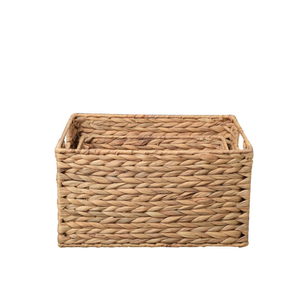 Haute qualité grande jacinthe d'eau tissé à la main panier de rangement pas cher poignées durable maison blanchisserie en gros Cartons faits à la main - Product Image 6