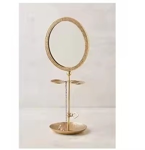 Soporte de joyería estilo espejo con ganchos para pendientes, collares, anillos, organizador elegante para decoración de Tocador de la India - Product Image 1