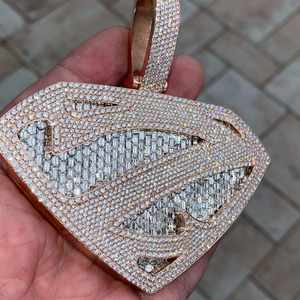 Customized Men's Cuban Link Pendant Shining VVS Moissanite Pass Diamond 925 Silver Iced <b>Gold</b> Plating Cute Style <b>Tester</b> Approved - Product Image 1