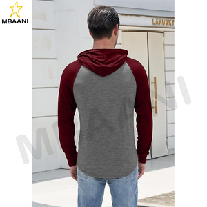 เสื้อฮู้ดผู้ชายแขนยาวลำลองสไตล์สปอร์ตแฟชั่นแบบสวม มีฮู้ด คอเสื้อตัดสี พร้อมเชือกผูก - Product Image 4