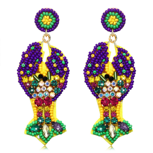 Seed <b>Bead</b> Embroidered Earrings <b>Mardi</b> <b>Gras</b> Earrings From India Handmade Earrings for Women and Girls - Product Image 5