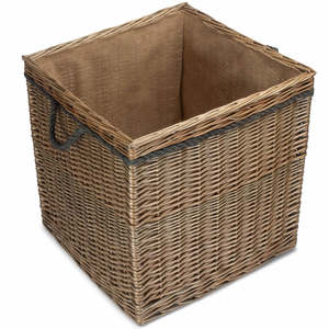 Antique Wash Square Storage Wicker <b>Basket</b> Log Design for Practical and Stylish Organization - Product Image 2