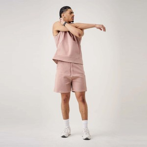 Ensemble short à capuche sans manches pour hommes-Ensemble deux pièces léger et confortable pour une tenue décontractée, une salle de sport et des activités de plein air - Product Image 2