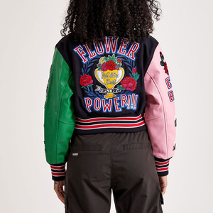 Chaqueta Universitaria Estampada al por Mayor para Mujer, Chaquetas de Béisbol con Logotipo Bordado y Chaquetas Universitarias Personalizadas para Mujer - Product Image 2