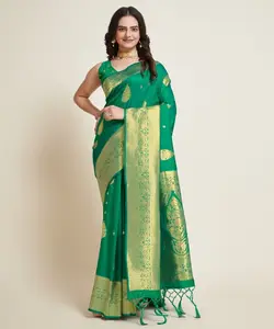 Aantrekkelijke Bollywood Feestkleding Zijde Sari Met Ingewikkeld Borduurwerk Voor Vrouwen Groothandelsprijs Etnische Kleding