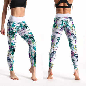 กางเกงออกกำลังกายผู้หญิงแบบสั่งทำ OEM พิมพ์ลายซิลค์สกรีน เอวกลาง ยืดได้ 4 ทิศทาง เหมาะสำหรับโยคะ ฟิตเนส วิ่ง ป้องกันแบคทีเรีย - Product Image 4