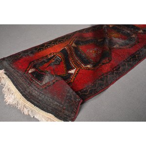 Alfombra Turca Vintage de 3,7x10,8 pies, Alfombra Oriental Roja de Lana - Product Image 5