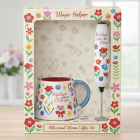 Kaffeetassen-Set Blumenmuster Keramiktasse mit Milchaufschäumer Geschenkset zum Muttertag Heim-Kaffee Großhandel