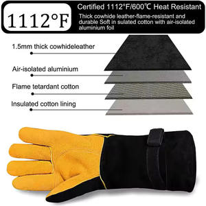 Guantes de seguridad para construcción de cuero con puño corto superventas 2025, guantes de bombero de soldadura Tig con resistencia al calor - Product Image 5