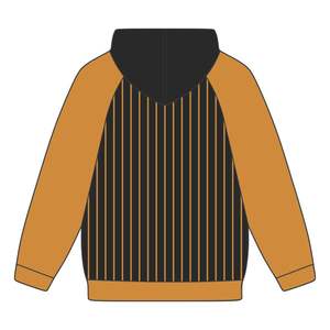 Sweat à capuche Alpha APA brodé Premium Black & Old Gold Raglan Sleeves Pinstripe Design Greek Fraternity Apparel Divine Nine 190X - Product Image 2