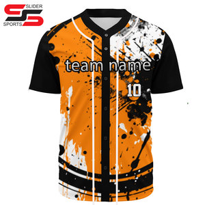 Ventes en gros de maillots de baseball à boutons pour jeunes avec logo personnalisé, respirants, grande taille, vêtements de sport avec impression par sublimation - Product Image 1