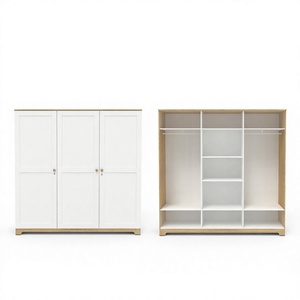 FURNIZONE Armoire de chambre moderne et contemporaine 12_0172 à 3 portes en bois massif, grande capacité, rangement pour salle de sport, couleur personnalisable, haute - Product Image 3