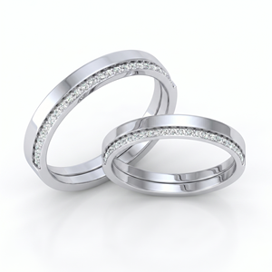 Anillos de Boda Clásicos con Diamantes, Anillos de Pareja con Diamantes Redondos de Corte Brillante, Diamantes Naturales y Cultivados en Laboratorio - Product Image 2