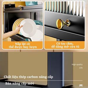رف بتصميم ذكي مع ميزة توفير المساحة للأطباق المنزلية الحديثة وأدوات الطبخ في المطبخ