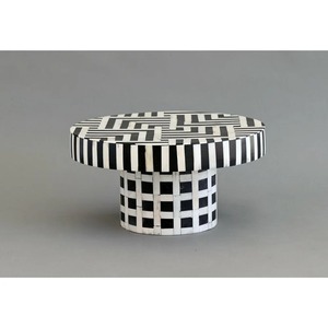 Support de gâteau traditionnel en incrustation d'os avec finition brillante et incrustation florale Support de plateau à gâteau en incrustation d'os fabriqué à la main pour la maison - Product Image 5