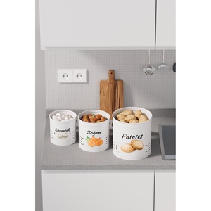 Cubo de Almacenamiento de Metal Blanco de 3 Niveles para Papas, Cebollas y Ajos con Tapa Metálica (Blanco/Blanco) - Product Image 2