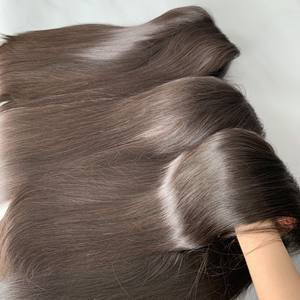 Premium couleur noire os droite perruques de cheveux humains 100% extensions de cheveux vietnamiens crus avec fermeture pleine longueur - Product Image 2